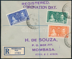 1937 Mombasa Helyi Ajánlott Levél Koronázás Sorral / Mi 49-51 On Mombasa Local Registered Cover - Andere & Zonder Classificatie