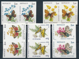 ** 1984 Lepkék és Növények Vágott Sor Párokban / Imperforate Set In Pairs Mi 1624-1628 (Yvert EUR 250.-) - Andere & Zonder Classificatie