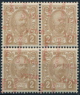 ** 1905 Mi 58 Négyestömb Elcsúszott Felülnyomással / Shifted Overprint - Altri & Non Classificati