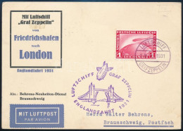 1931 Zeppelin Angliai útja Levelezőlap / Zeppelin Englandfahrt Postcard - Sonstige & Ohne Zuordnung