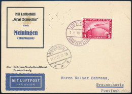 1931 Zeppelin Meiningeni útja Levelezőlap / Zeppelin Flight To Meiningen Postcard - Other & Unclassified