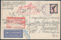 1931 Zeppelin Magyarországi útja Légi Képeslap Fedélzeti Bélyegzéssel Budapestre / Zeppelin Flight To Hungary Postcard W - Autres & Non Classés