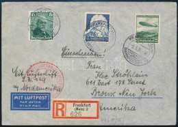 1936 Zeppelin Légi Ajánlott Levél New Yorkba / Zeppelin Flight Registered Cover To New York - Sonstige & Ohne Zuordnung