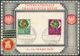 1952 Bélyegkiállítás Sor Alkalmi Levelezőlapon Budapestre Küldve / Mi 141-142 On Postcard "FRANKFURT" - Budapest - Autres & Non Classés