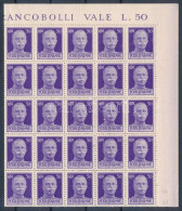 ** 1944 Forgalmi Bélyeg Hajtott 100-as ívben / Sassone 517 Folded Sheet Of 100 (Sassone EUR 350,-) - Andere & Zonder Classificatie