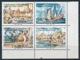 ** 1992 Amerika Felfedezésének 500. évfordulója Sor ívsarki Négyestömbben Eltérő Színárnyalatban / Block Of 4 With Diffe - Otros & Sin Clasificación