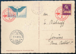 1930 Zeppelin Svájci Repülés Képeslap / Zeppelin Flight To Switzerland Postcard - Sonstige & Ohne Zuordnung