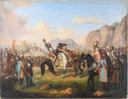Molnár József (1821-1899): Párbaj (csatajelenet). Olaj, Vászon, Jelezve Balra Lent. Restaurált. Proveniencia: BÁV, 74. M - Otros & Sin Clasificación