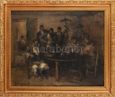 Náray Aurél (1883-1948): Dínom-dánom. Olaj, Vászon. Jelezve Balra Lent. Dekoratív, Sérült Fakeretben. 55x70 Cm / Oil On  - Altri & Non Classificati