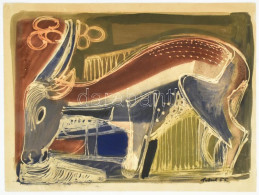 Heinrich Schwarz (1903-1977): Antilop, 1955. Olaj, Papír. Jelezve Jobbra Lent. Hátoldalán Autográf Felirattal 36x48 Cm / - Autres & Non Classés