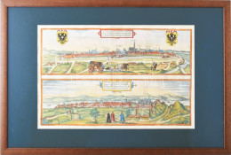 Buda és Bécs Látképe Közös Lapon. (Felül): Vienna Austriae Metropolis, ... + (Alul): Buda Vulgo Ofen... Megjelent: Braun - Gravures