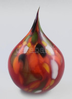 Murano Stúdiómunka, Anyagában Színezett Csepp Alakú üveg, Jelzés Nélkül, Kis Kopással, M: 24,5 Cm - Glass & Crystal