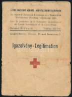 1944 Szent Erzsébet Kórház Fényképes Vöröskeresztes Igazolványa Betegápoló Apáca Részére, 1944. Okt. 2., Szakadt, Hajtot - Zonder Classificatie