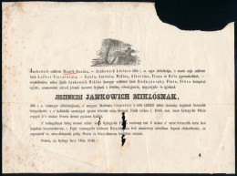 1846 [Vadasi és] Jeszeniczei Jankovich Miklós (1772-1846) Történész, Könyv- és Műgyűjtő, Mecénás, MTA Tag Halálozási ért - Zonder Classificatie