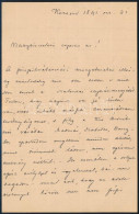 1891 Gróf Tisza István (1861-1918) Miniszterelnök Saját Kézzel írt Levele Szél Kálmán Nagyszalontai Esperesnek Melyben R - Sin Clasificación