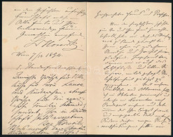 1894 Bécs, Horovitz Lipót (1838-1917) Felvidéki Zsidó Családból Származó Festőművész Saját Kézzel írt Német Nyelvű Level - Ohne Zuordnung