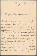 1898 Gróf Tisza István (1861-1918) Miniszterelnök Autográf Levele Szél Kálmán Nagyszalontai Esperesnek Melyben Kifjezi K - Sin Clasificación