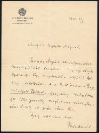 1921 Kern Aurél. (1871-1928) újságíró, Zeneszerző Saját Kézzel írt Levele Ismeretlen Részére, A Nemzeti Zenede Fejléces  - Unclassified