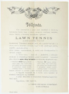 1902 A Nagykőrösi Széchenyi Kertben Megnyitott Lawn-tennis Pálya Bemutatkozó Felhívása. 4 P Hajtva - Werbung