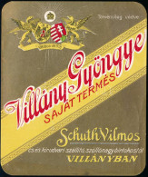 Cca 1900 Schuth Vilmos Cs. és Kir. Udvari Szállító Villány Gyöngye Borcímke, Dekoratív Viribus Unitis Grafikával, 11,5×9 - Reclame