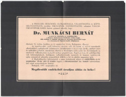 1937 Munkácsi Bernát (1860-1937) Nyelvész, Néprajztudós, MTA Tag, A Pesti Izr. Hitközség Ny. Tanfelügyelőjének Halálozás - Otros & Sin Clasificación