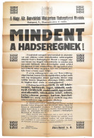 1917 Mindent A Hadseregnek! A M. Kir. Honvédelmi Minisztérium Hadsegélyező Hivatalának Felhívása, Propaganda Plakát, 191 - Autres & Non Classés