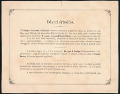 1868 Udvari értesítés A Főhercegnő [Habsburg-Lotaringiai Mária Valéria] Keresztelőjéről, Közepén Hajtás Mentén Apró Laps - Zonder Classificatie