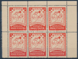 1944 Taksonyfalva Közönsége A Magyar Vöröskeresztnek 20f Adománybélyegek, 6-os Kisíven / Hungarian Charity Stamps In Min - Unclassified