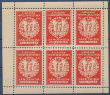 1944 Taksonyfalva Közönsége A Magyar Vöröskeresztnek 20f Adománybélyegek, 6-os Kisíven / Hungarian Charity Stamps In Min - Unclassified