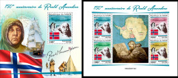 Niger 2022, Explorers, Amundsen IV, 4val In BF+BF - Polar Explorers & Famous People