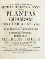 Brückmann, Franz Ernst - Haller, Albrecht Von: F. E. Bruckmanni, D. Epistola Itineraria LXXXV. Sistens, Plantas Quasdam  - Non Classés