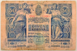 1902. 50K "1368 48968" Kiolvashatatlan Felülbélyegzéssel T:VG Nagyobb Szakadások, Foltok / Hungary 1902. 50 Korona "1368 - Zonder Classificatie