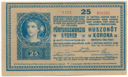 1918. 25K "3101" üres Hátlappal, Hátlapon Kézírásos Szöveg T:F / Hungary 1918. 25 Korona "3101" Empty Backside, With Han - Sin Clasificación