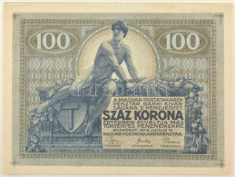 1919. Július 15. 100K "Postatakarékpénztári Jegy" Tervezte Helbing Ferenc. Elő- és Hátlapi Nyomat Egy Oldalon, A Bankjeg - Unclassified