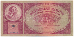 Csehszlovákia 1929. 50K "Bb 036670" T:F / Czechoslovakia 1929. 50 Korun "Bb 036670" C:F Krause P#22 - Sin Clasificación