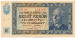 Szlovákia 1939. 10K "SPECIMEN" Perforációval, "Fe 59 233462" T:AU / Slovakia 1939. 10 Korun With "SPECIMEN" Perforation, - Non Classés