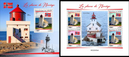 Niger 2022, Lighthouses Of Norway II, Birds, 4val In BF +BF - Niger (1960-...)