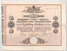 Szabadka 1878. "Szabadkai Kereskedelmi és Iparbank" Névre Szóló Részvénye 100Ft-ról, Magyar és Német Nyelven, Szárazpecs - Unclassified