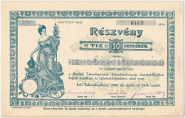 Balatonboglár 1926. "Boglári Takarékpénztár Részvénytársaság" Részvénye 10P-ről Szelvényekkel, Szárazpecséttel T:AU / Hu - Zonder Classificatie