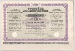 Budapest 1926. "Fonciére Általános Biztosító-Intézet" Részvénye 50P-ről, Szárazpecséttel, Vízjeles Papíron, "003179" Sor - Ohne Zuordnung