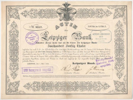 Német Államok / Szászország / Lipcse 1856. "Lipcsei Bank" Részvénye 250T-ról Szárazpecséttel, Bélyegzésekkel T:F Kis Bes - Unclassified