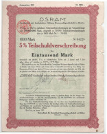 Német Birodalom / Berlin 1921. " 'OSRAM' Kft." Részkötvénye 1000M-ról Bélyegzéssel T:VF Szakadások / German Empire / Ber - Ohne Zuordnung