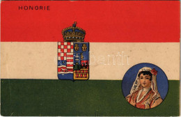 ** T3 Hongrie / Magyar Királyság Középcímere, Magyar Zászló / Kingdom Of Hungary, Hungarian Flag And Coat Of Arms, Inclu - Unclassified