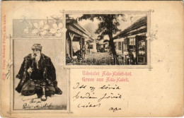 T2/T3 1901 Ada Kaleh, Török Bazár, Vízipipázó Bego Mustafa. Mehemet Fehmi Kiadása / Turkish Bazaar Shop, Bego Mustafa Sm - Ohne Zuordnung