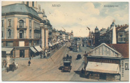 T2 1914 Arad, Andrássy Tér, Deutsch Testvérek és Glück Dezső üzlete, Emeletes Autóbusz. Bloch H. Kiadása / Square, Shops - Ohne Zuordnung