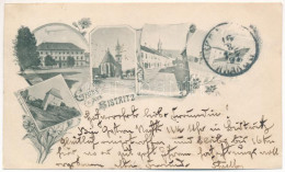 T2/T3 1897 (Vorläufer) Beszterce, Bistritz, Bistrita; Gimnázium, Templom, Utca, Régi Várfal / Gymansium, Alte Stadtmauer - Unclassified