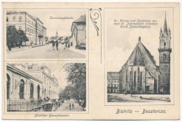 ** T2/T3 Beszterce, Bistritz, Bistrita; Komitatsgebäude, Ev. Kirche Und Stadtturm Aus Dem 15. Jahrhundert (höchster Turm - Non Classés