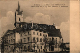 ** T2/T3 Beszterce, Bistritz, Bistrita; Ev. Kirche Und Mädchenschule / Evangélikus Templom és Leányiskola. F. Stolzenber - Non Classés