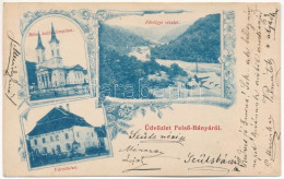 T2 1899 (Vorläufer) Felsőbánya, Baia Sprie; Római Katolikus Templom, Fővölgy, Városháza / Church, Valley, Town Hall. Art - Ohne Zuordnung