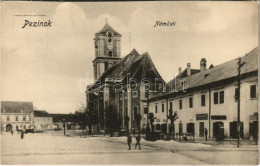 ** T2/T3 Bazin, Bösing, Bözing, Pezinok; Námesti / Fő Tér Télen, Templom, üzletek. Klein Alfred Kiadása / Main Square In - Ohne Zuordnung